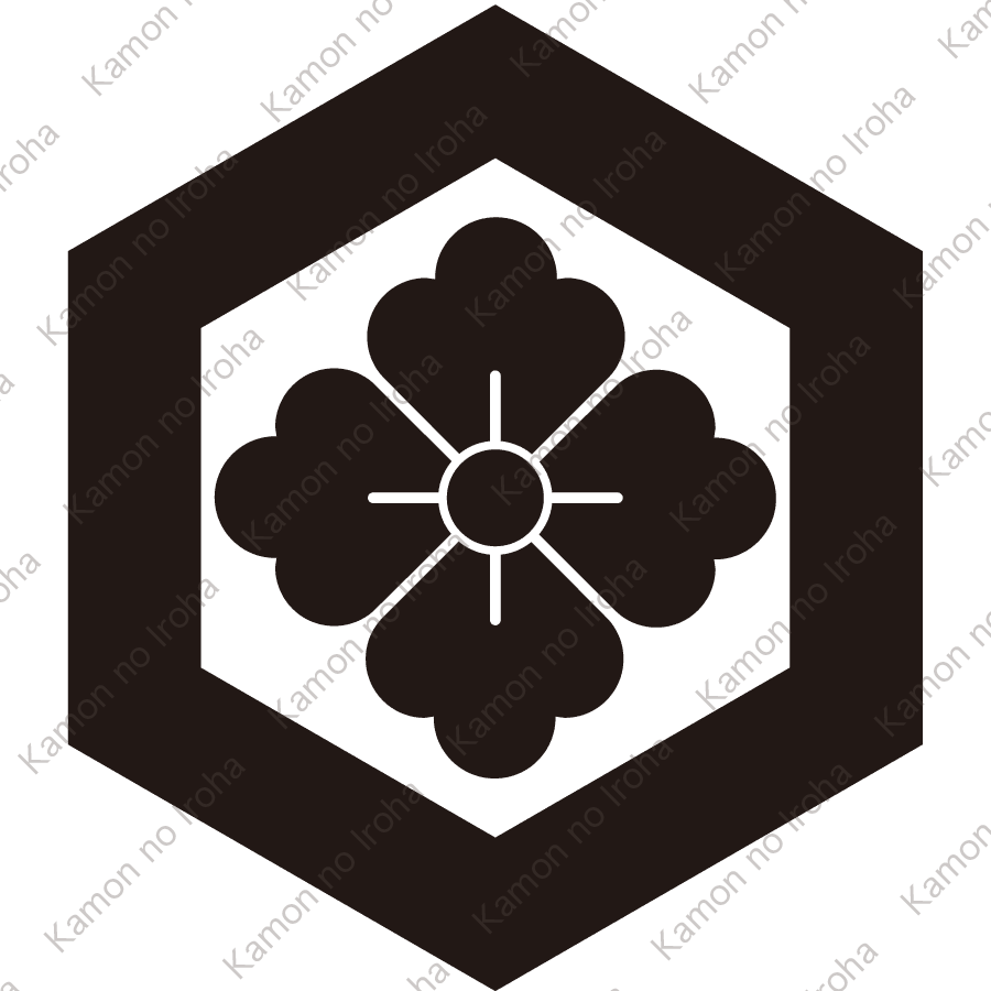 一重亀甲に花角紋