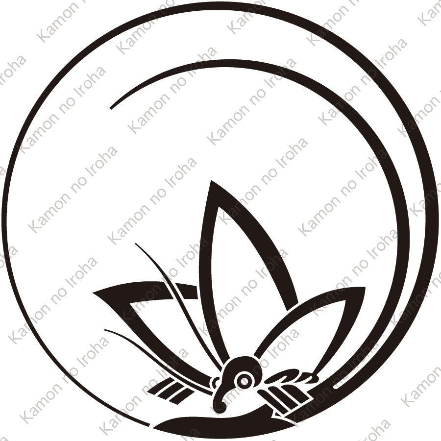 一つ松葉の丸に中陰飛蝶紋