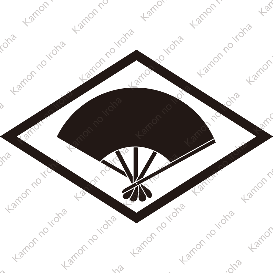 細菱に五本骨扇紋