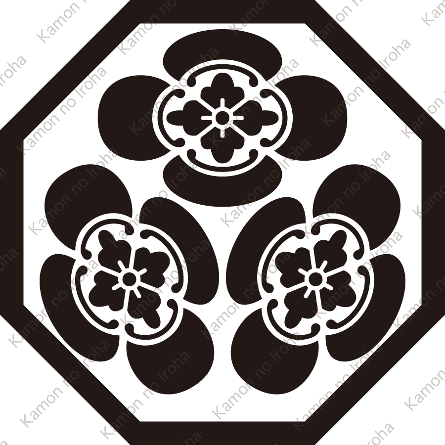 細八角に三つ木瓜紋