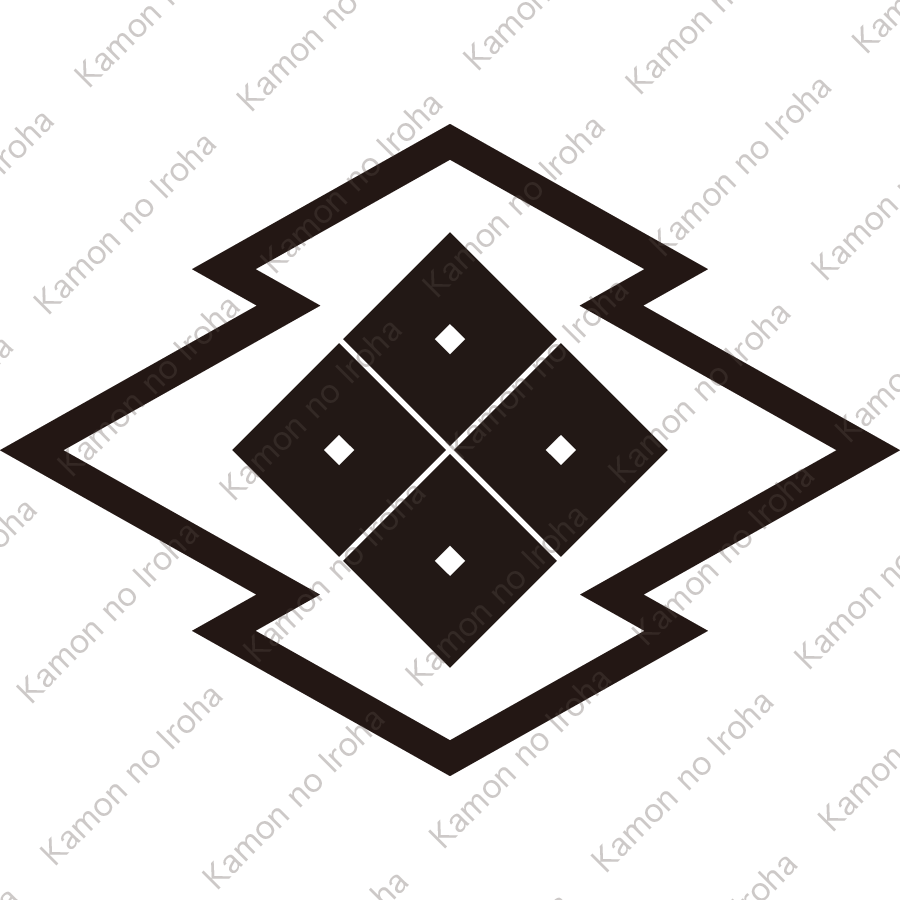 細松皮菱に隅立て四つ目紋