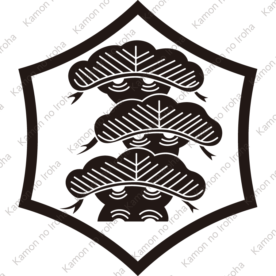 細反り六角に三階松紋