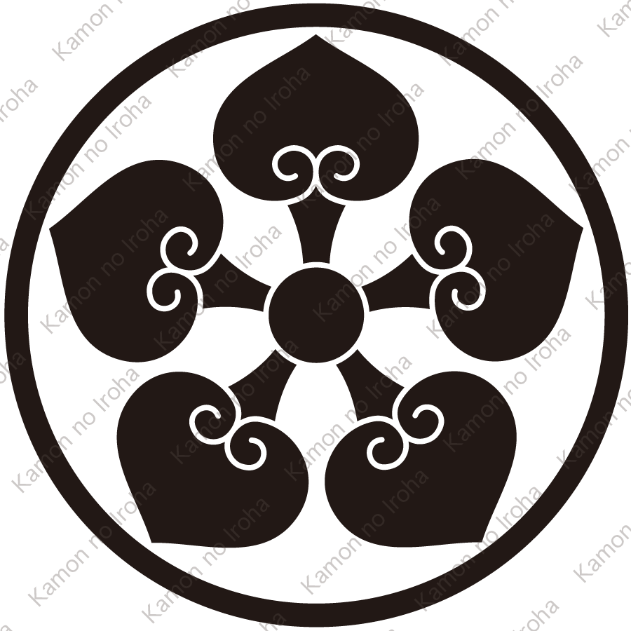 細輪に五つ裏葵紋
