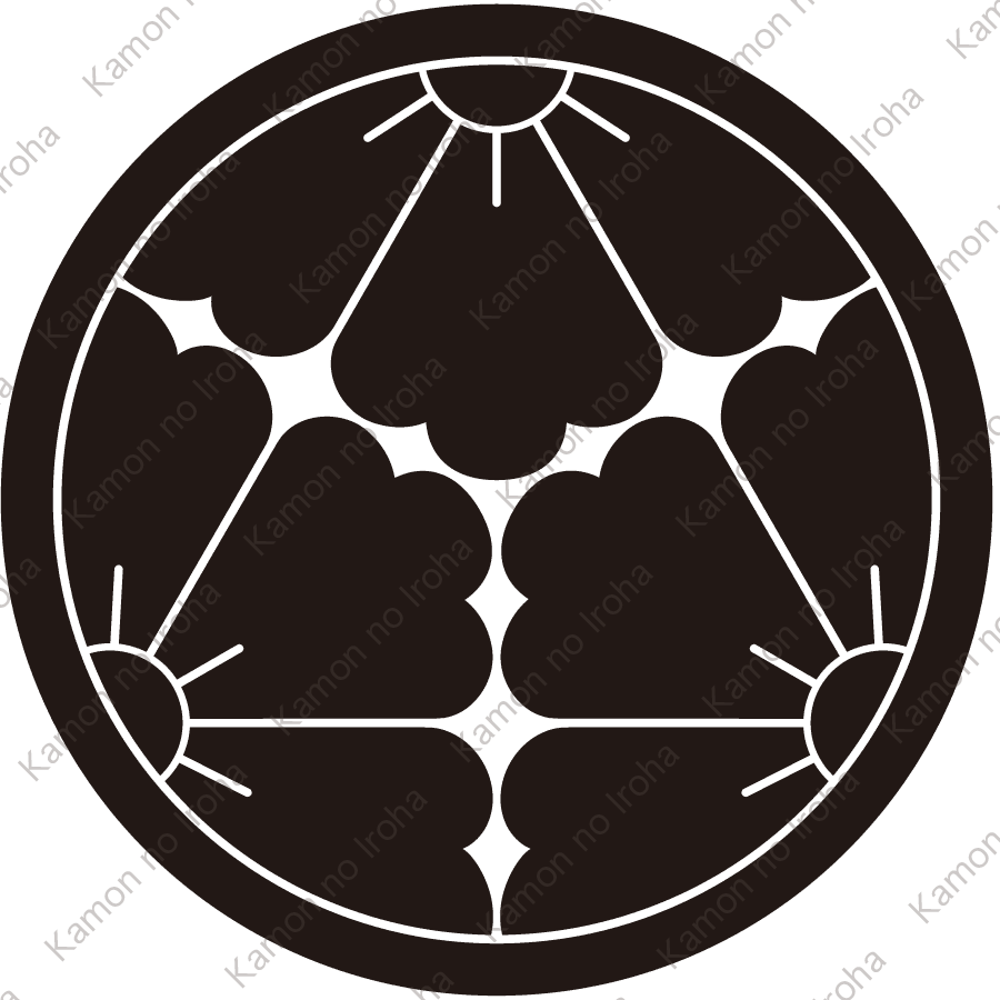 細輪に三つ割り唐花紋