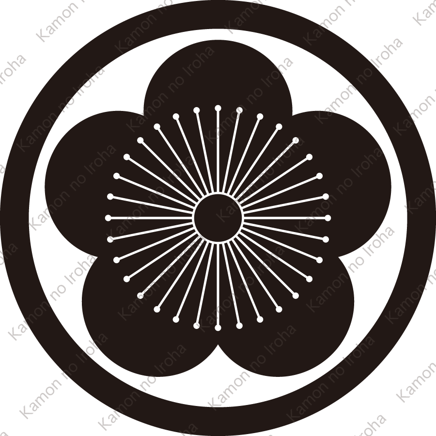 細輪に向う梅紋