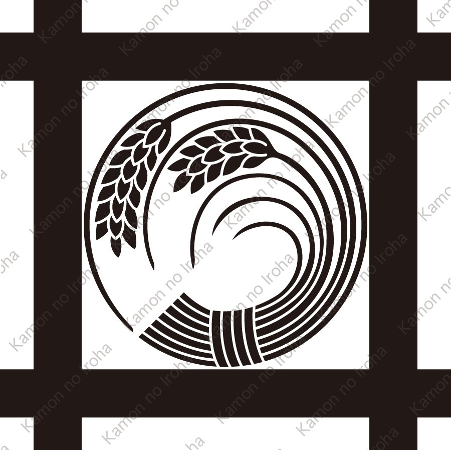 井桁に二つ穂稲の丸紋
