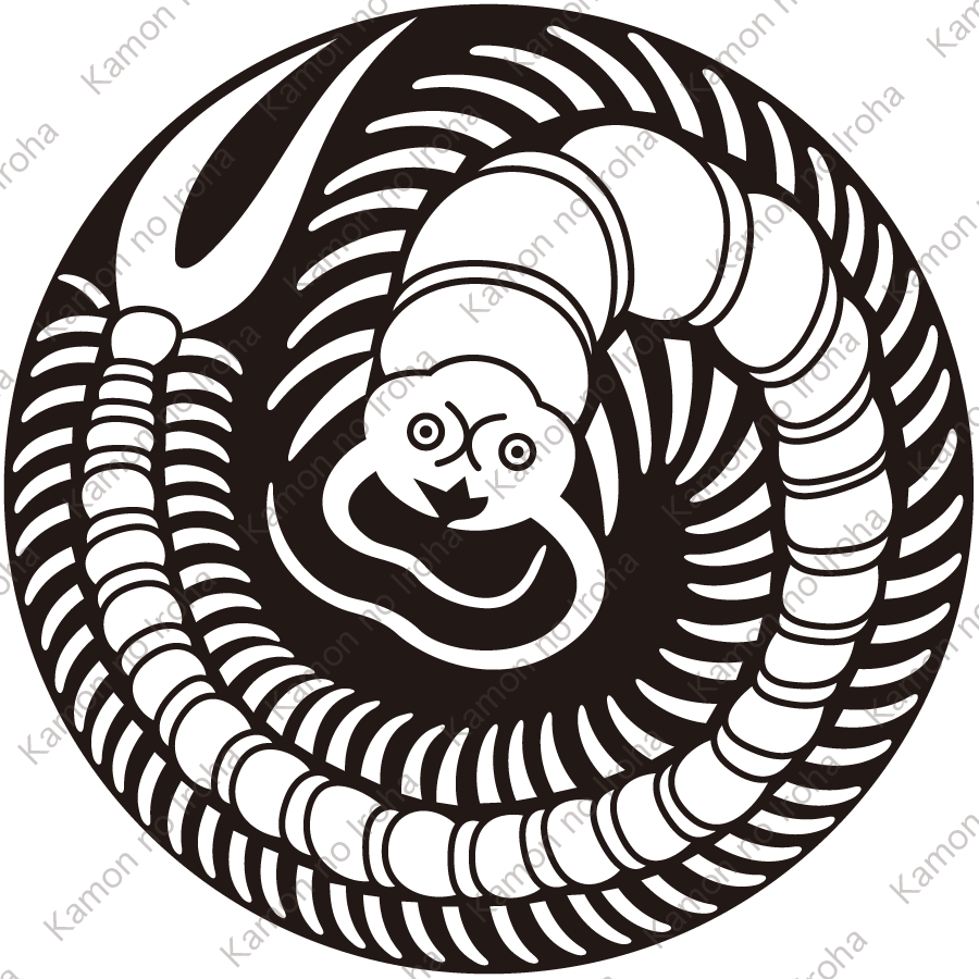 石持ち地抜き百足の丸紋