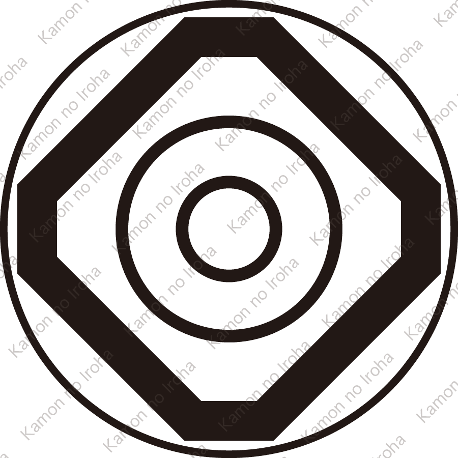 糸輪に隅切り角に陰蛇の目紋