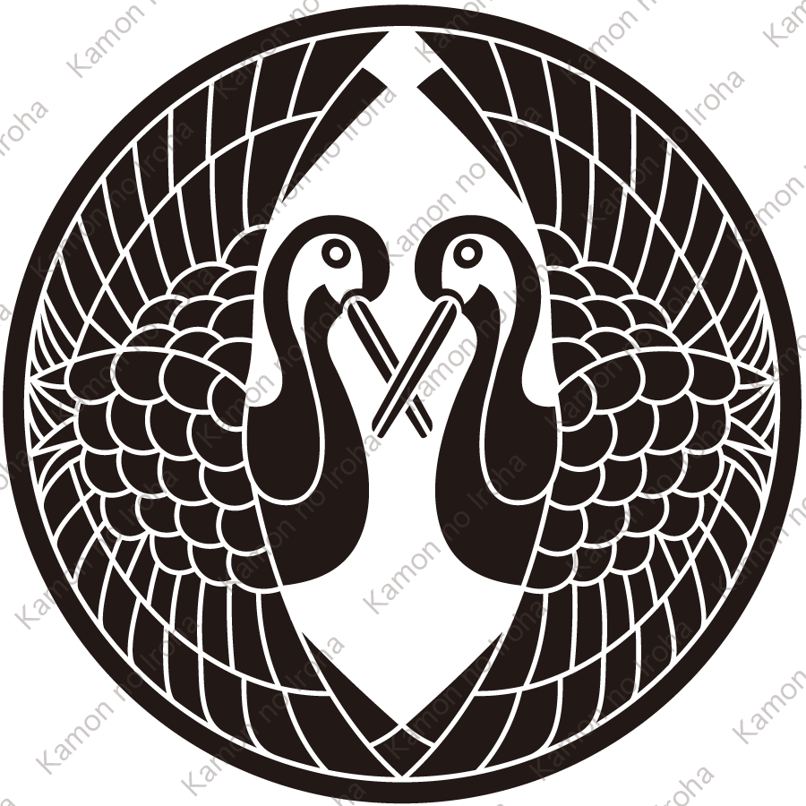 糸輪に喰い合い対い鶴紋