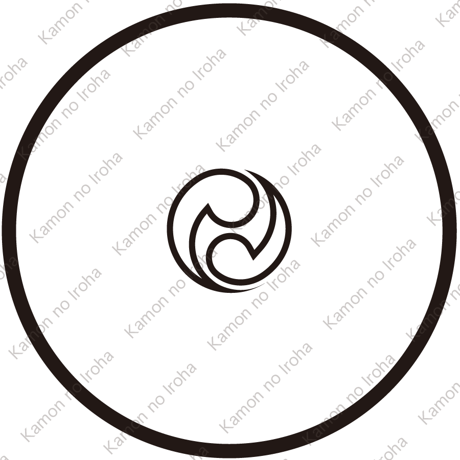 糸輪に豆陰二つ巴紋