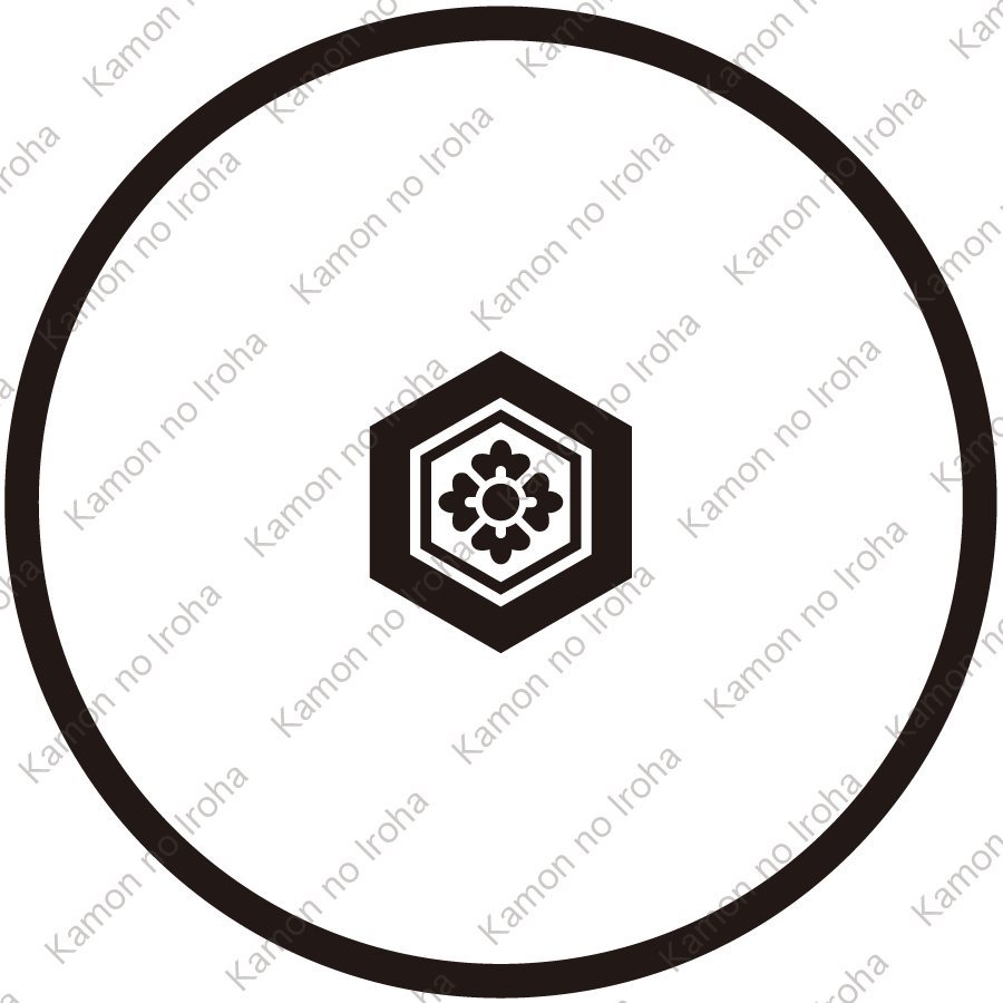 糸輪に豆亀甲に花角紋