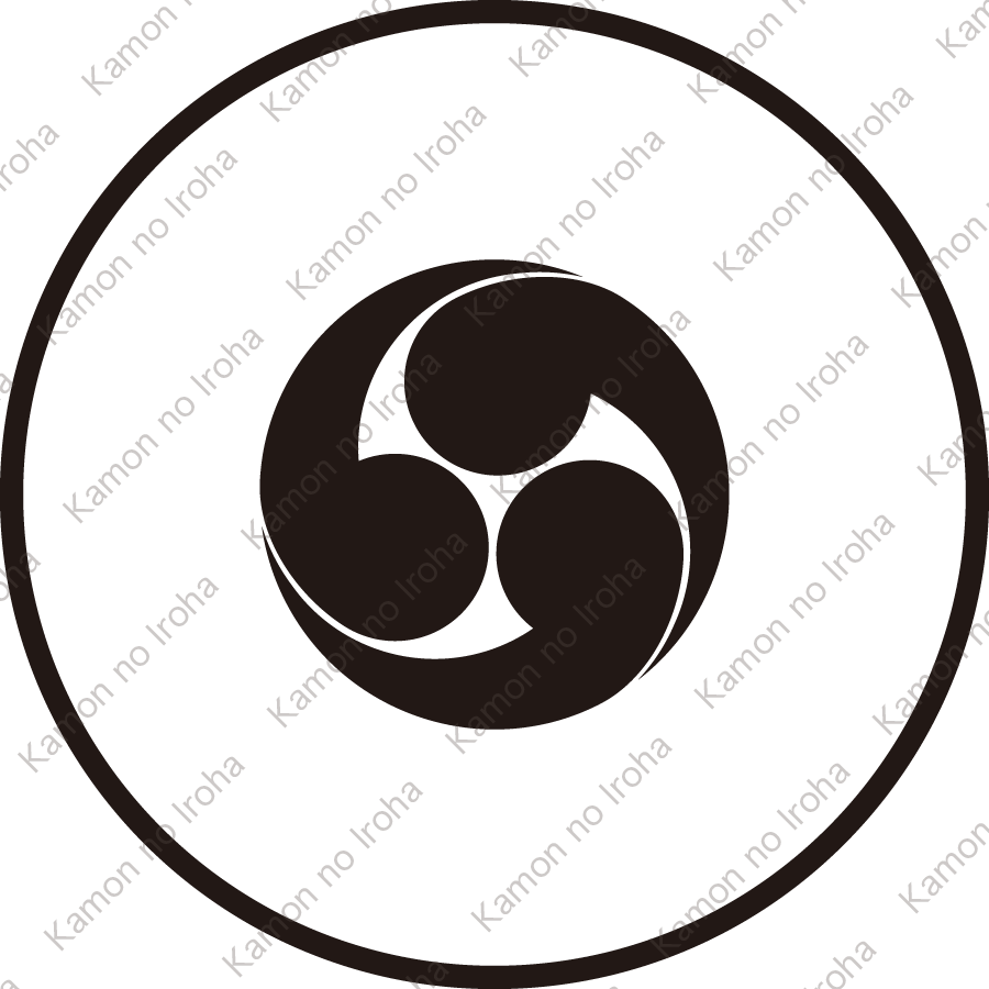 糸輪に豆右三つ巴紋