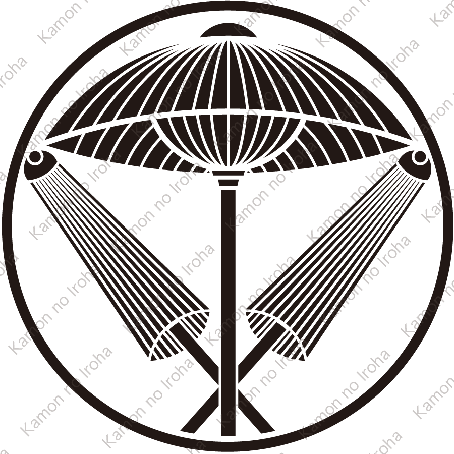 糸輪に中開き三本傘紋