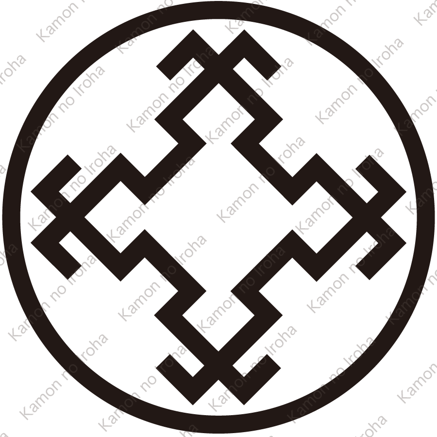 糸輪に隅立て入り井筒紋
