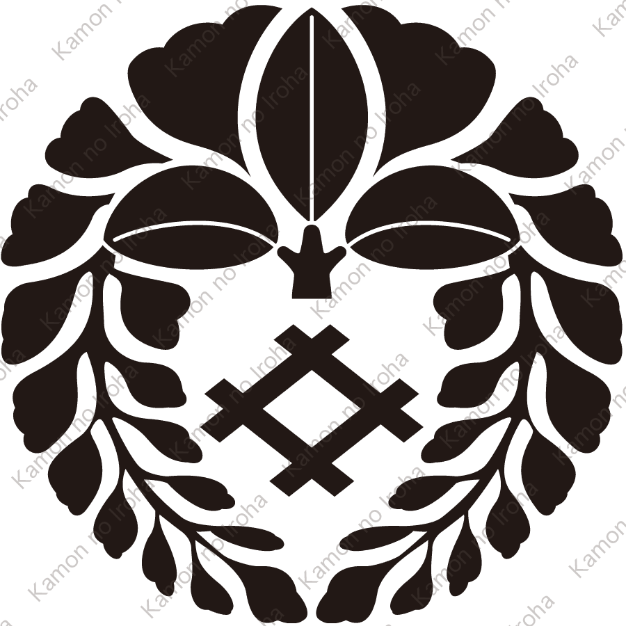 軸付き下り藤に井桁紋