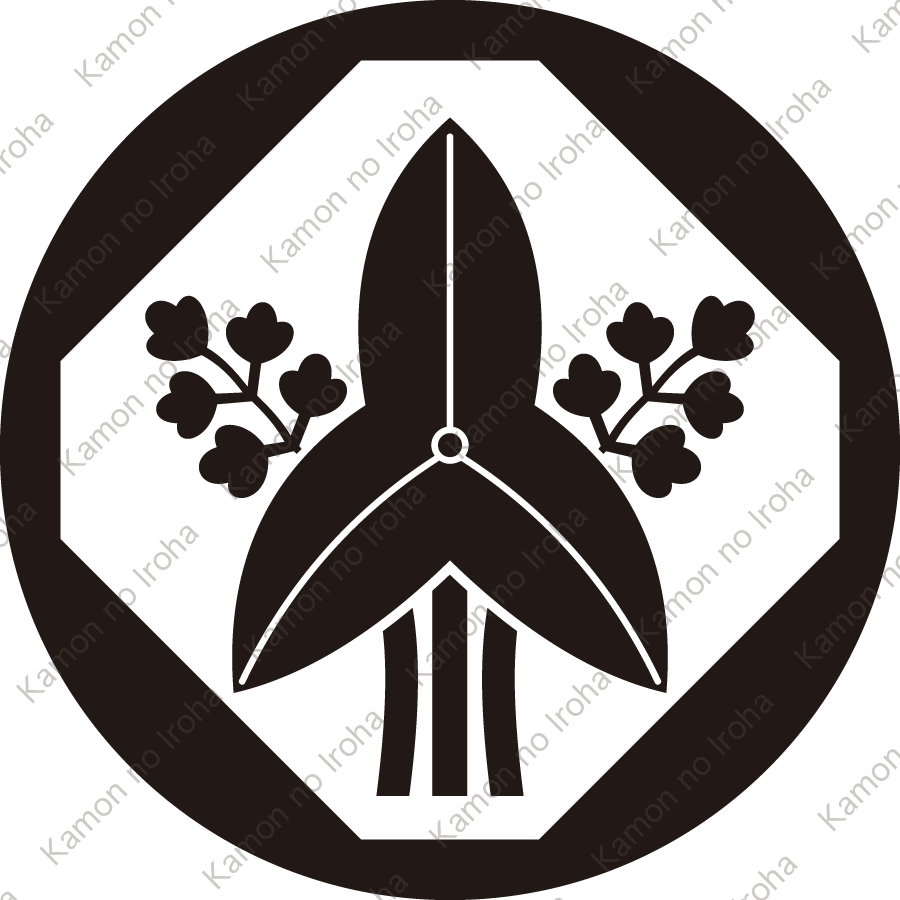 地抜き隅切り角に立ち沢瀉紋