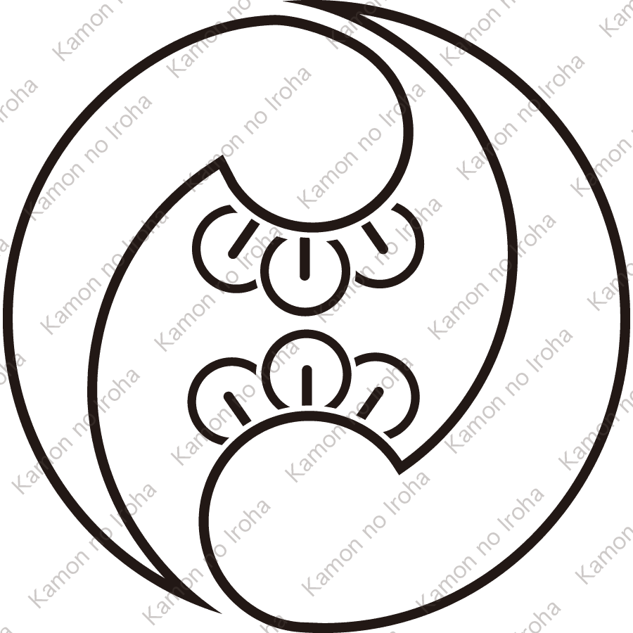 陰左二つ丁子巴紋