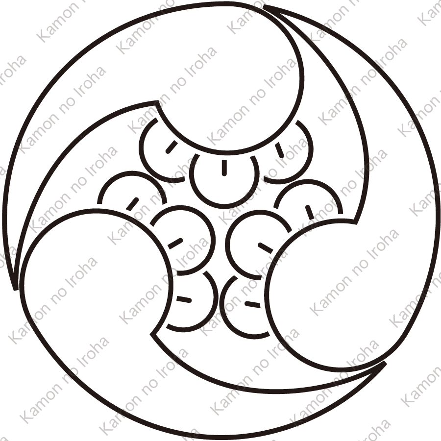 陰左三つ丁子巴紋