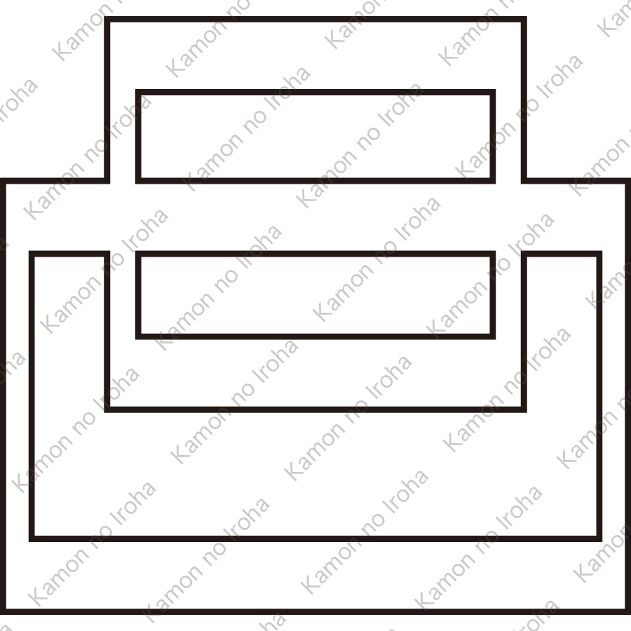陰重ね垂れ角紋
