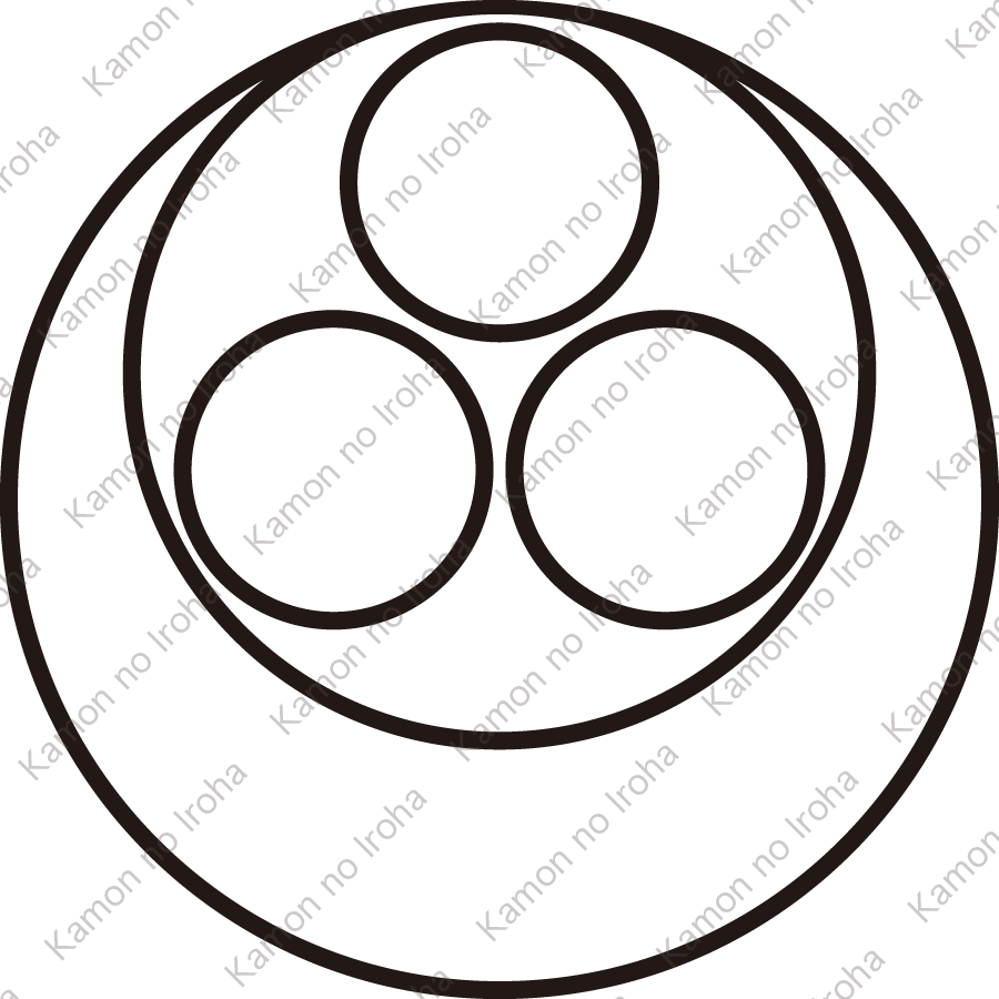 陰真向い月に三つ星紋