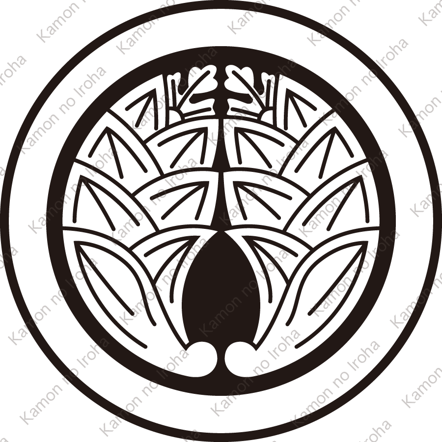 陰丸に抱き茗荷紋