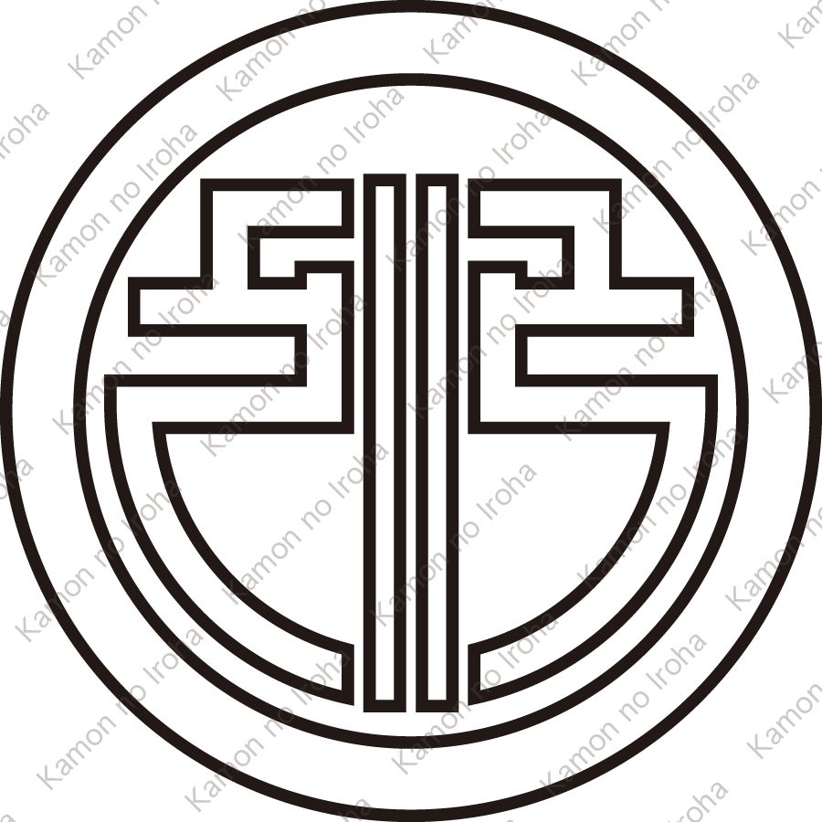 陰丸に平岩弓文字紋