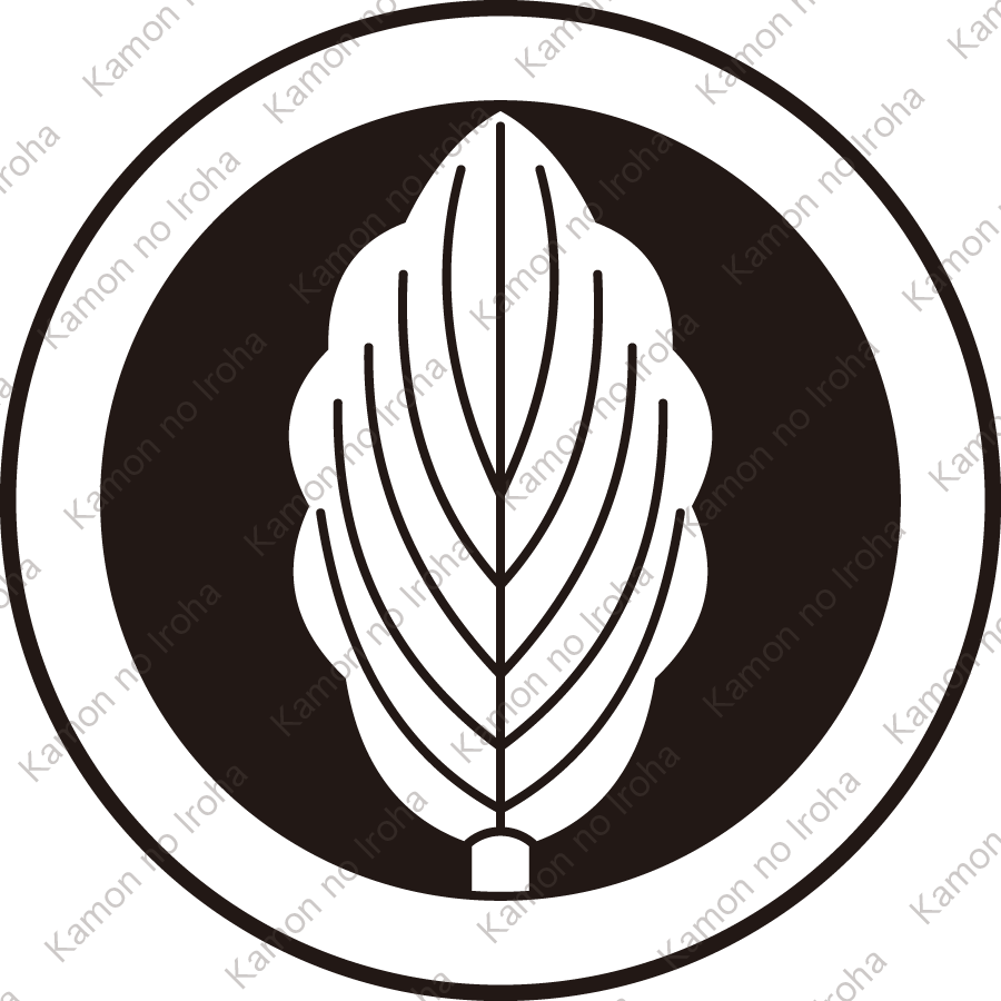 陰丸に一枚柏紋