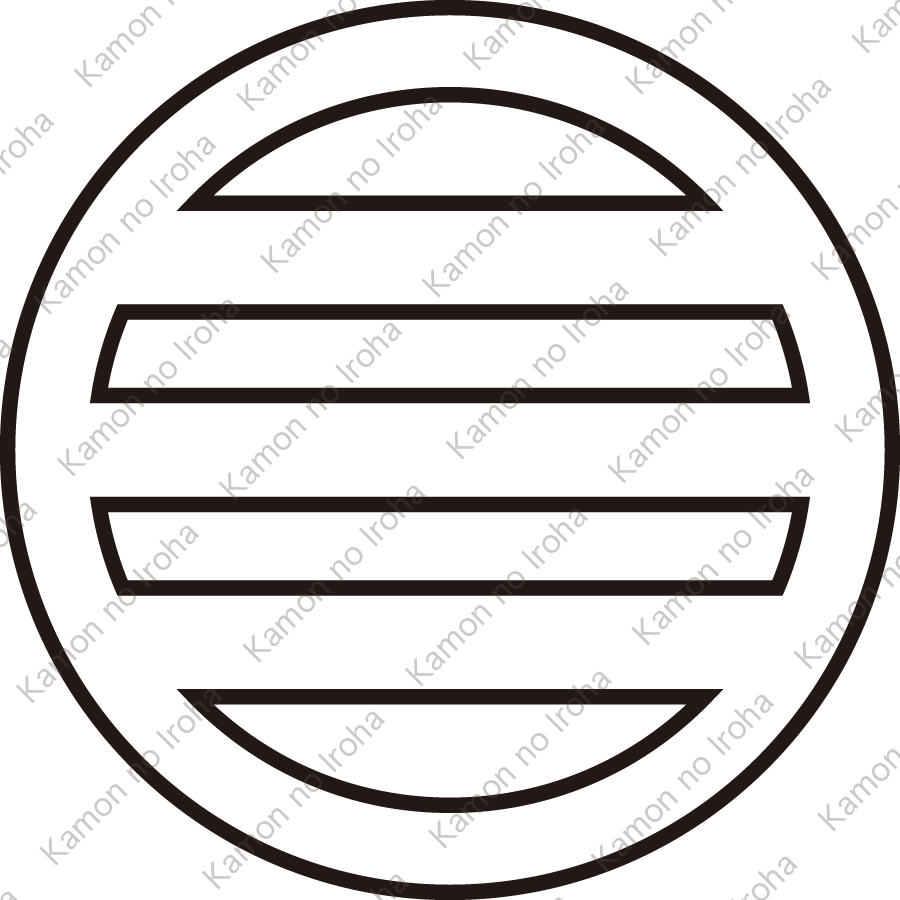 陰丸に三つ引き紋