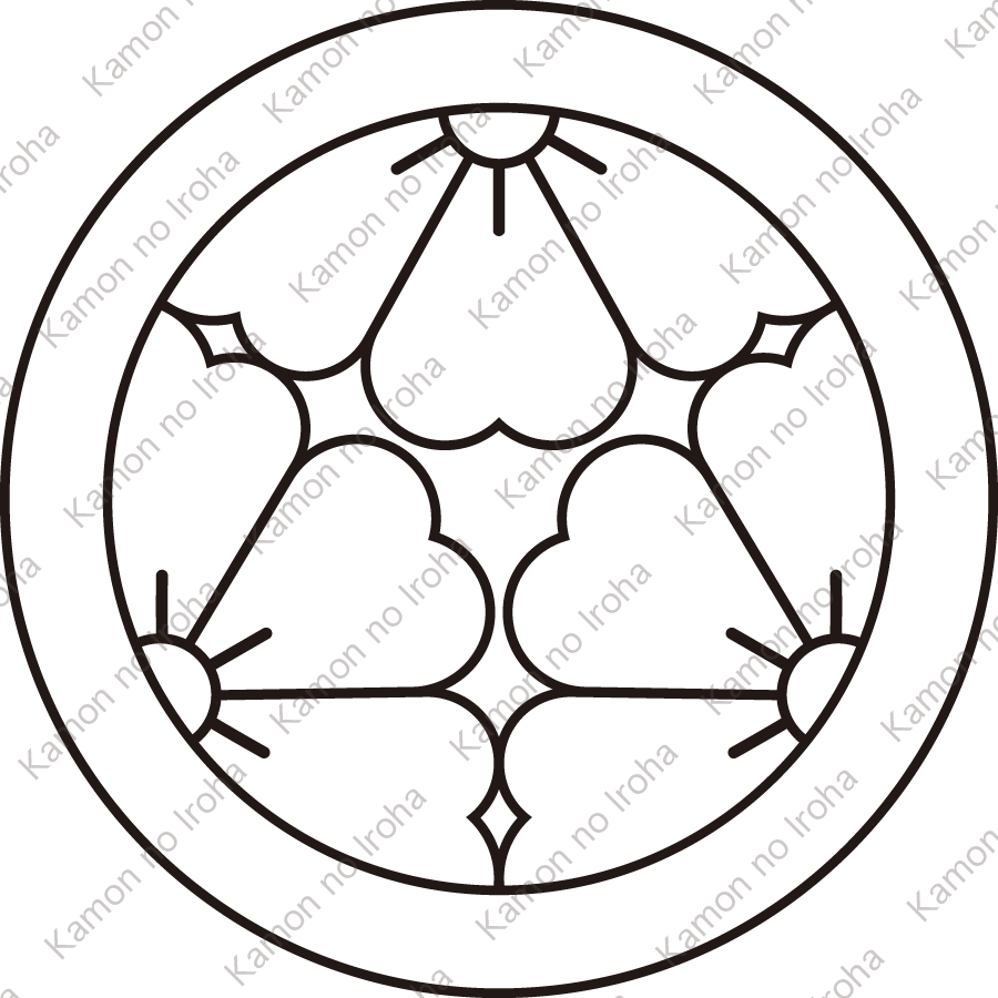 陰丸に三つ割り桜紋