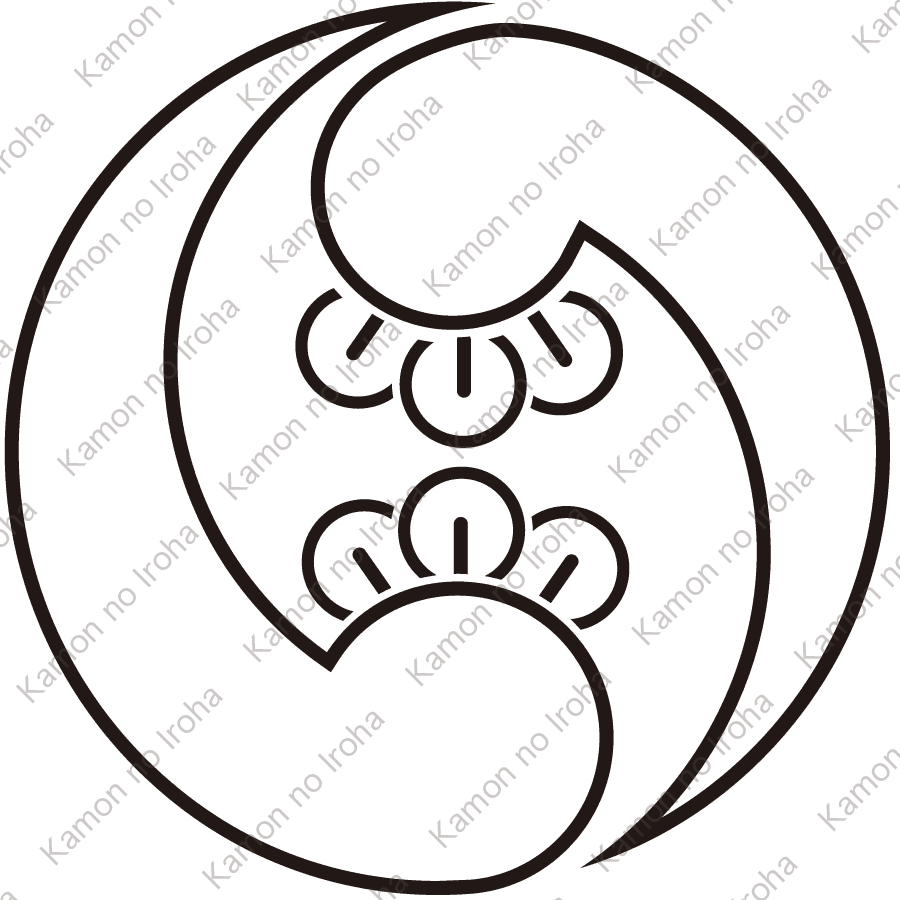 陰右二つ丁子巴紋