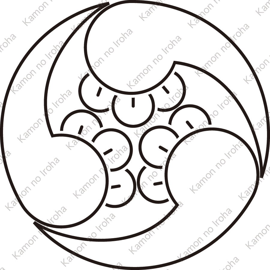 陰右三つ丁子巴紋