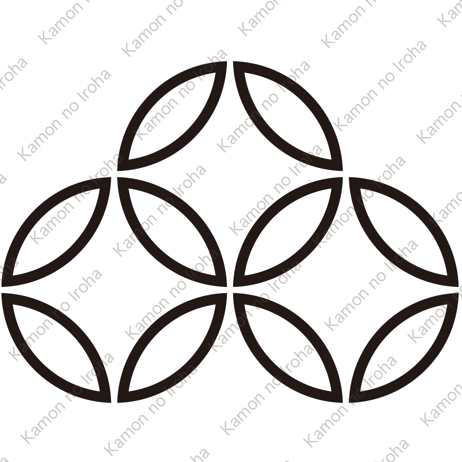 陰持ち合い三つ七宝紋