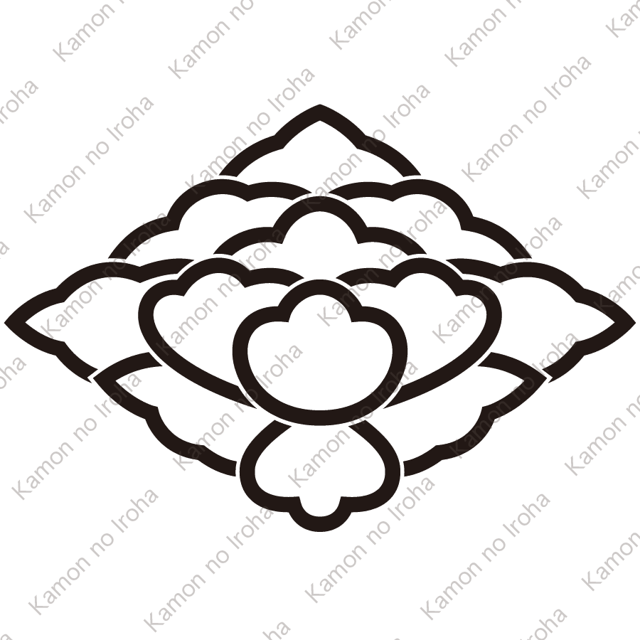 陰落ち牡丹菱紋