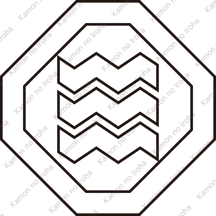 陰折敷に縮み三文字紋