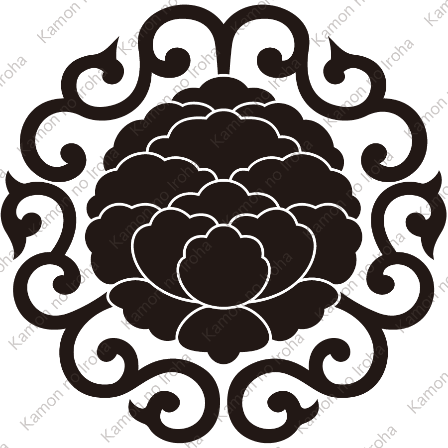 唐草大割り牡丹紋