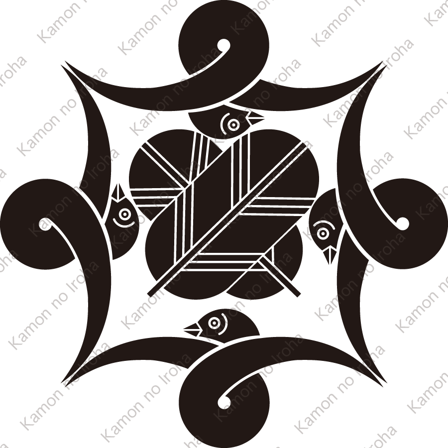 重ね四つ結び雁金に違い鷹の羽紋