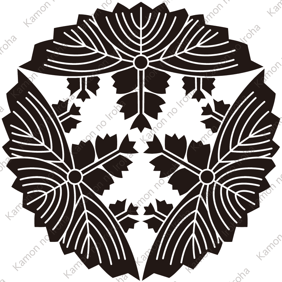 頭合せ三つ鬼桐紋