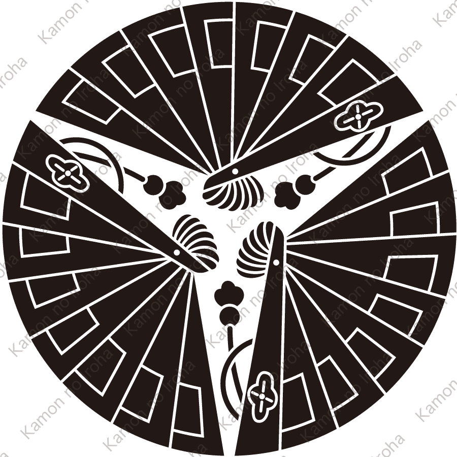 片房付き三つ檜扇紋