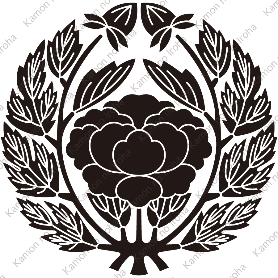 変り花抱き牡丹紋