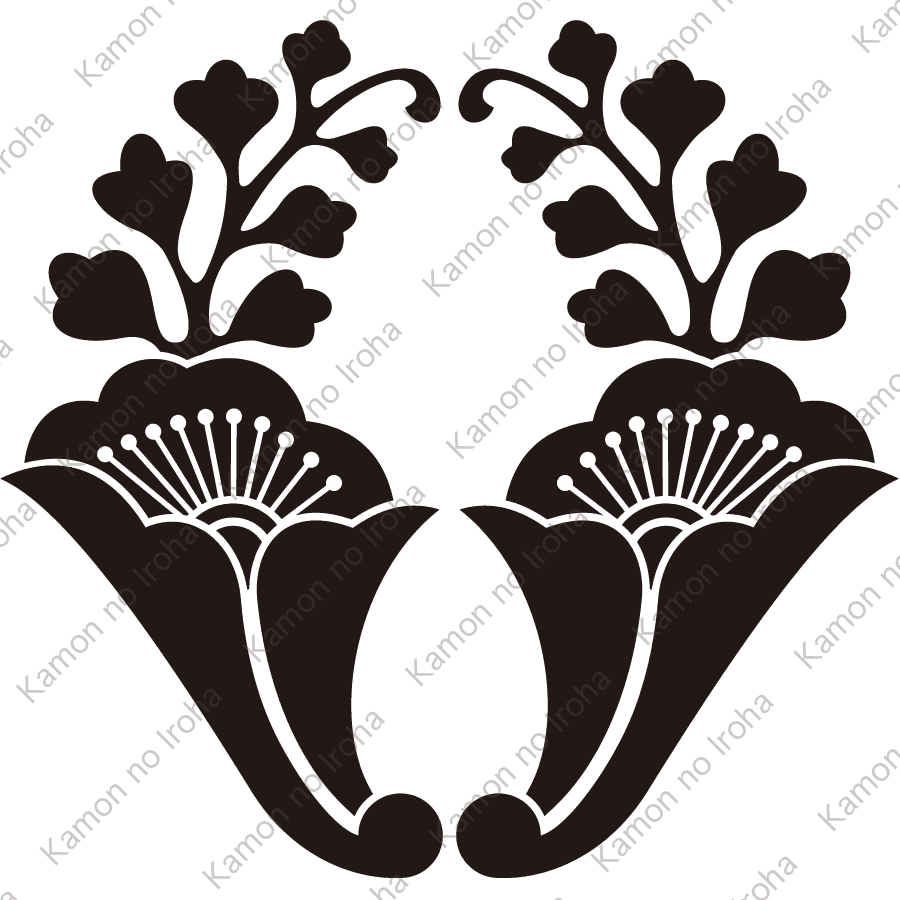 変り花抱き茗荷紋