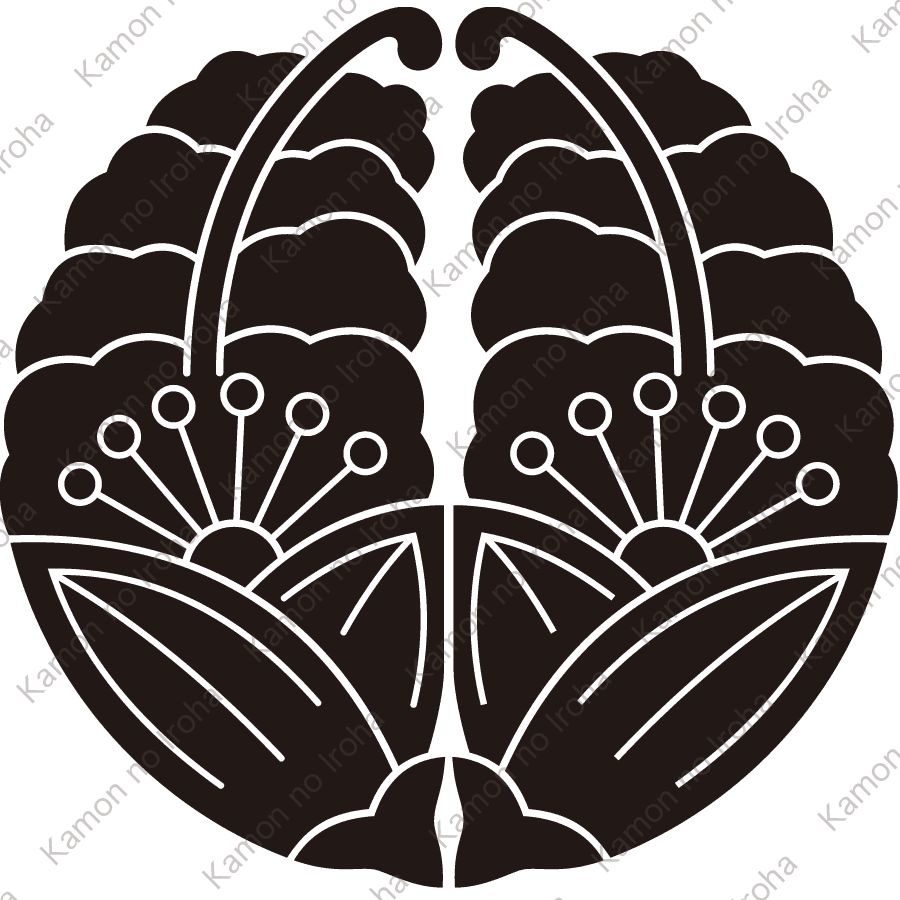 変り花抱き茗荷（２）紋