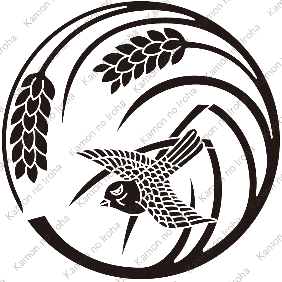 変り稲の丸に雀紋