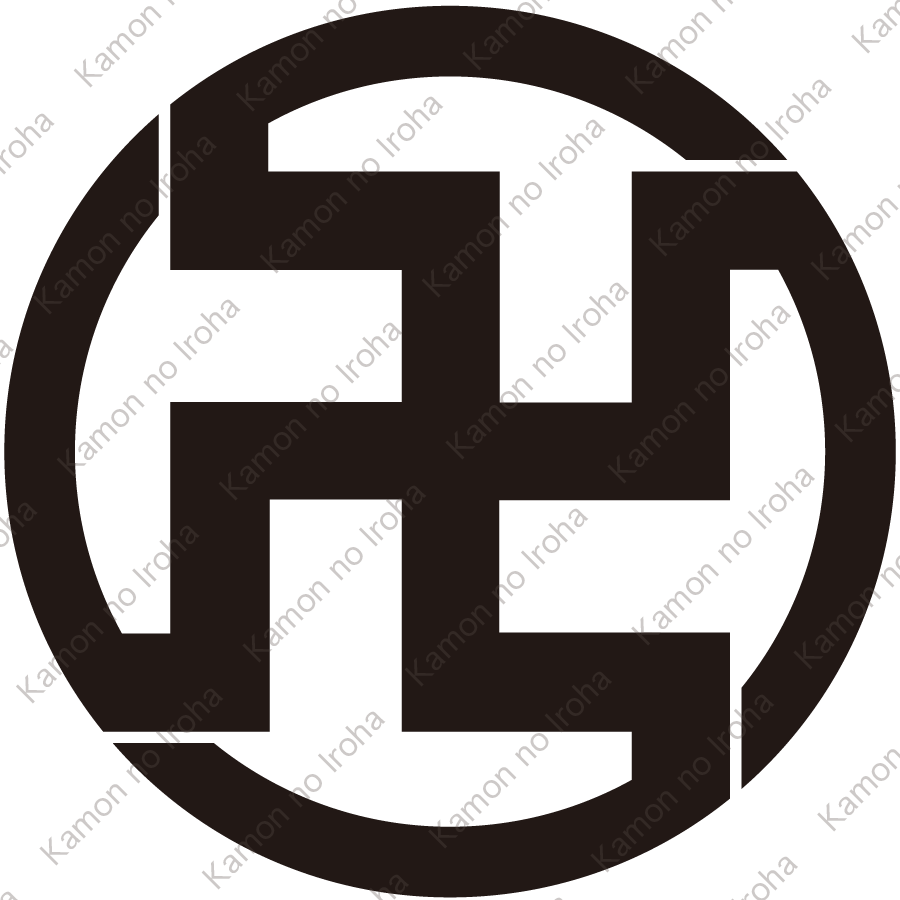 変り丸に五つ割り万字紋