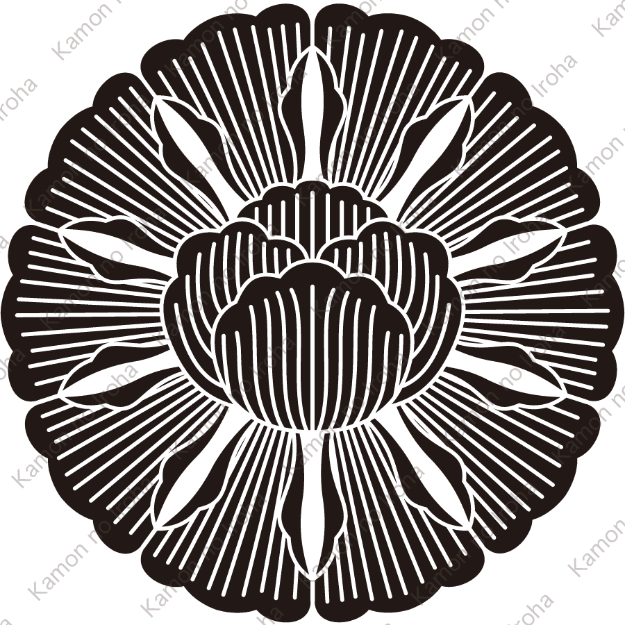 変り向う牡丹紋