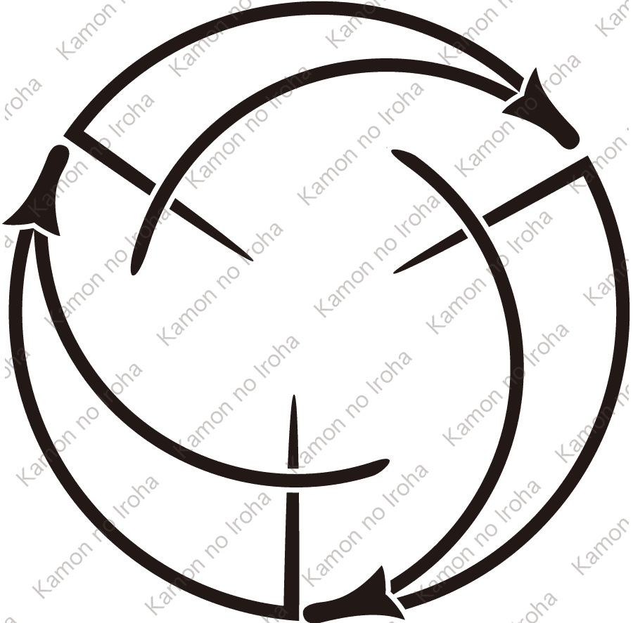 変り折れ三つ松葉の丸紋