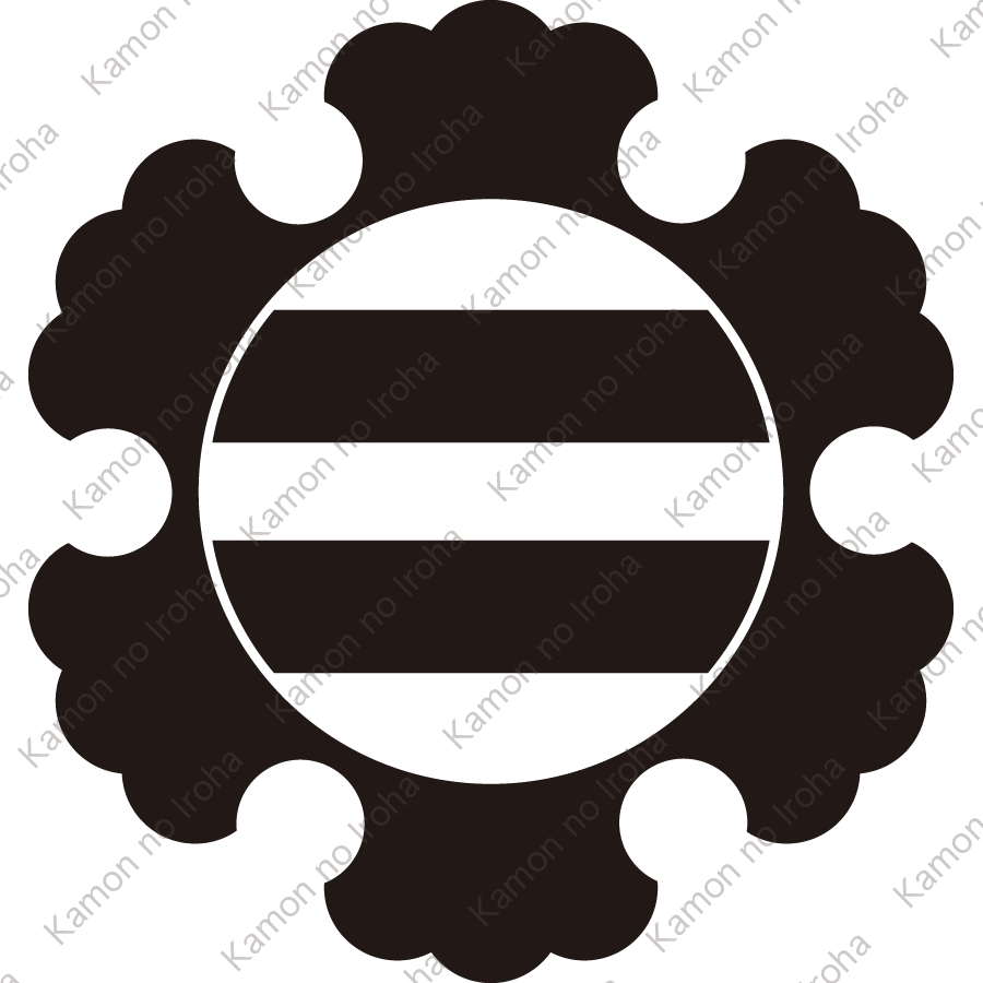 変り外雪輪に二つ引き紋