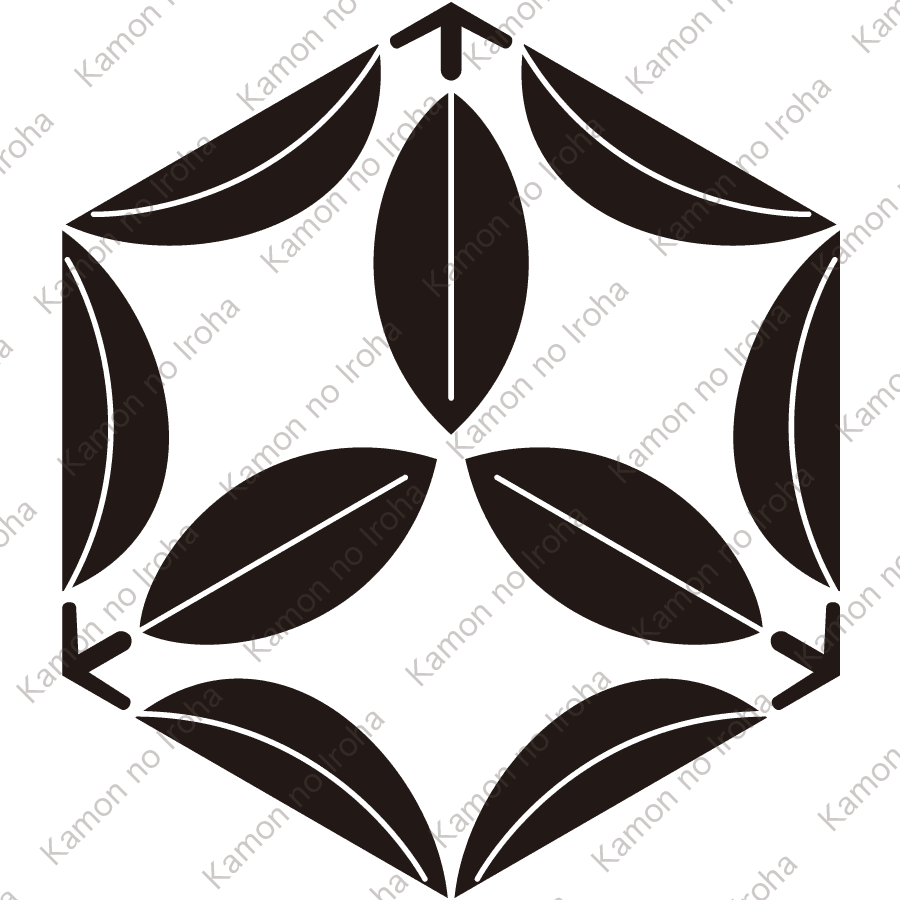 亀甲九枚藤の葉紋