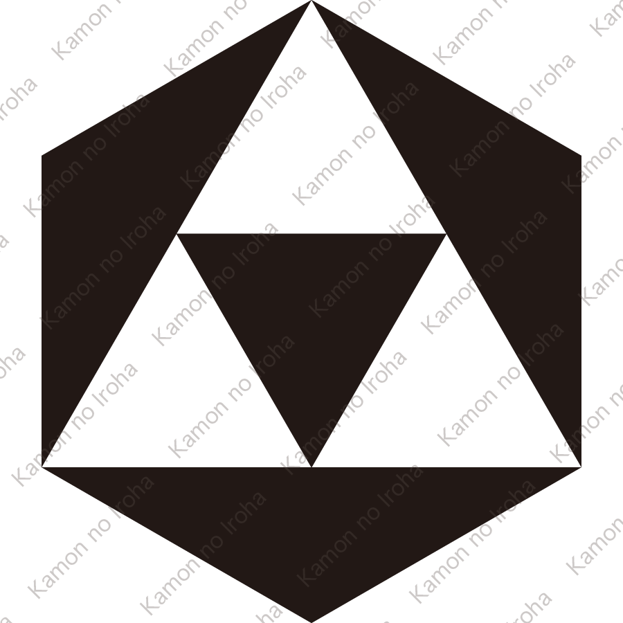 亀甲持ち内に三つ鱗紋