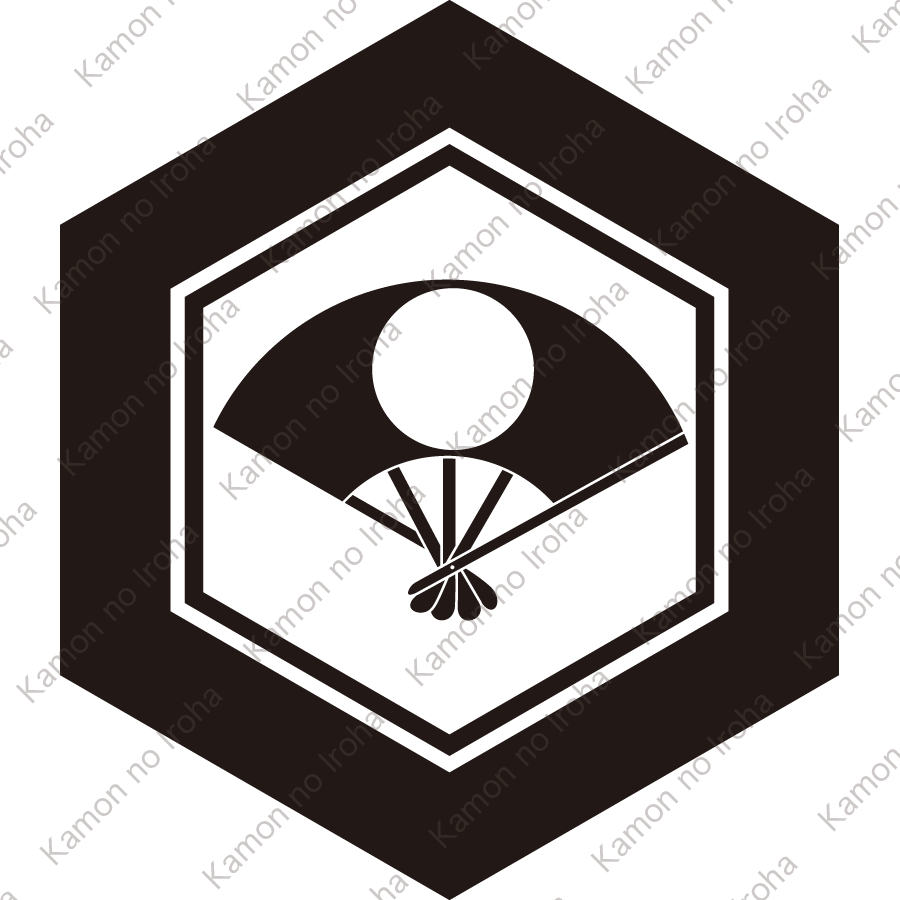 亀甲に日の丸扇紋