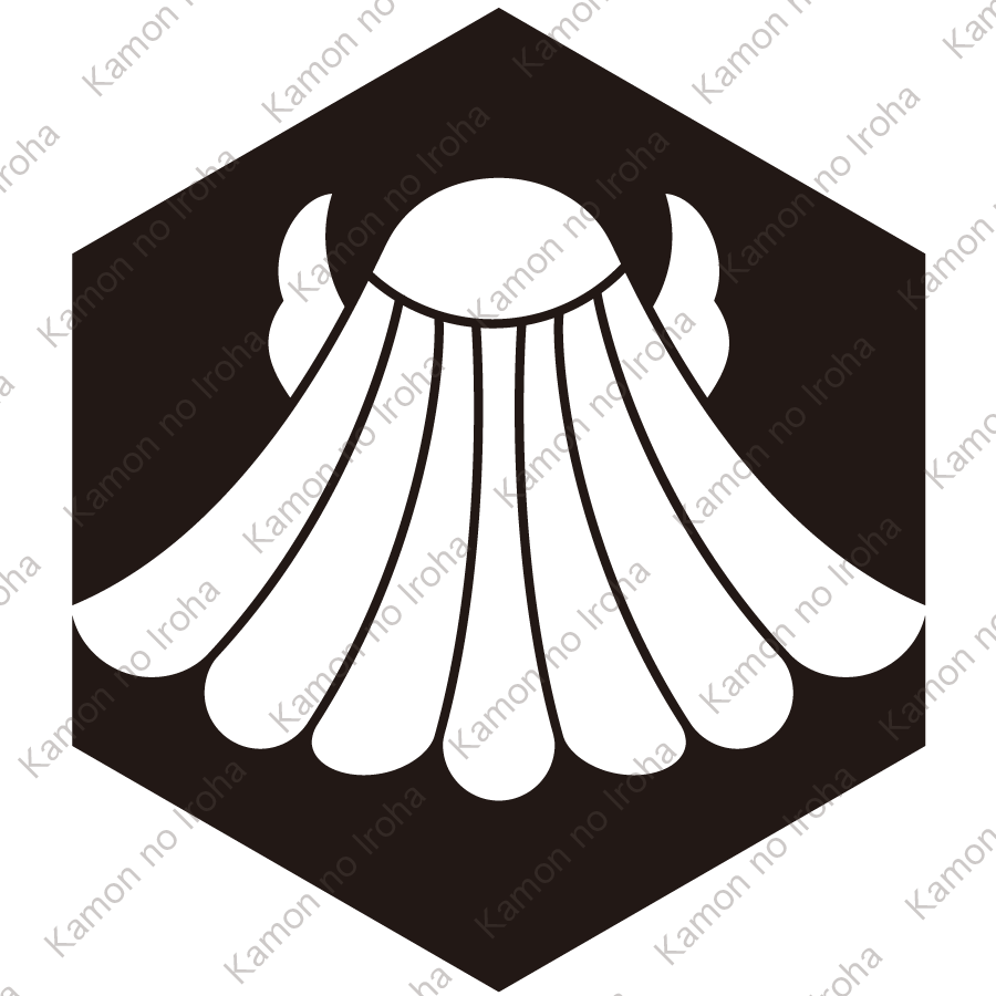 亀甲に地抜き板屋貝紋